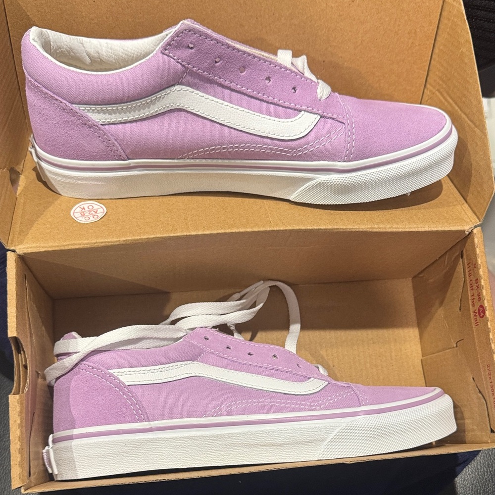Vans Lilac Canvas Sneakers with White Stripes